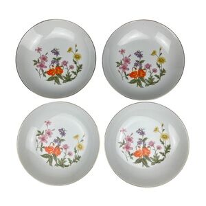 Fine China Of Japan Wild Flower Coupe Soup Bowls Set of 4 Cottagecore